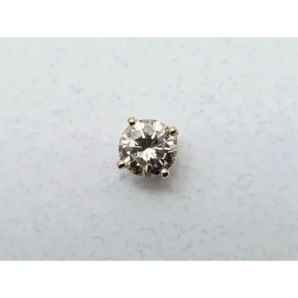 Single 14K Solid Yellow Gold Designer Round Diamond Screw Back Stud Earring